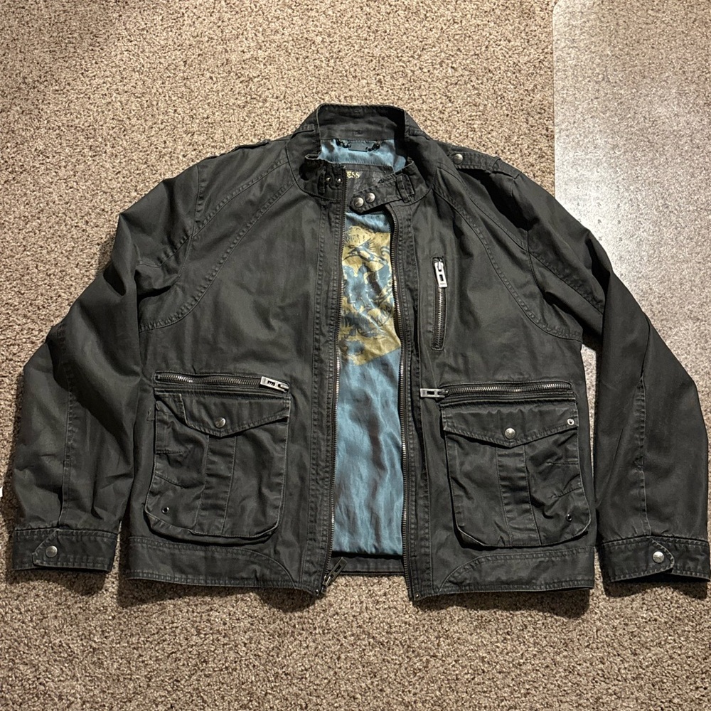 Guess Men's Charcoal Military Jacket